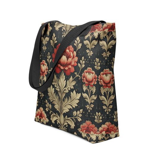 Tote bag Flower Gold Red