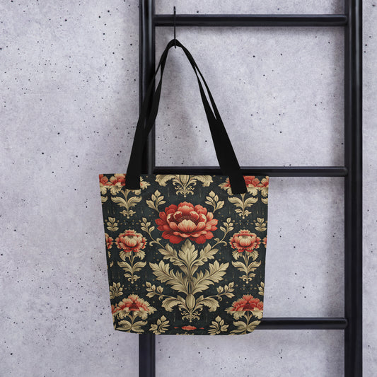 Tote bag Flower Gold Red