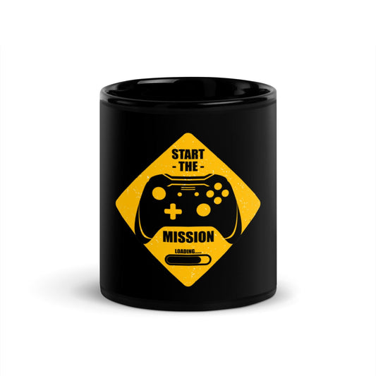 Black Glossy Mug Start The Mission - Canvazon