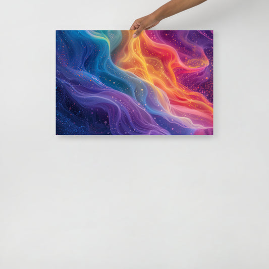 Museum-quality poster colorful liquid with waves