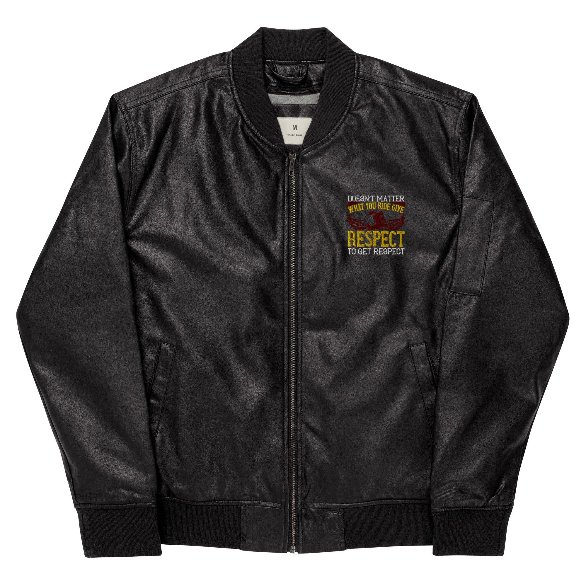 Leather Bomber Jacket Doesnt Matter Respect - Canvazon