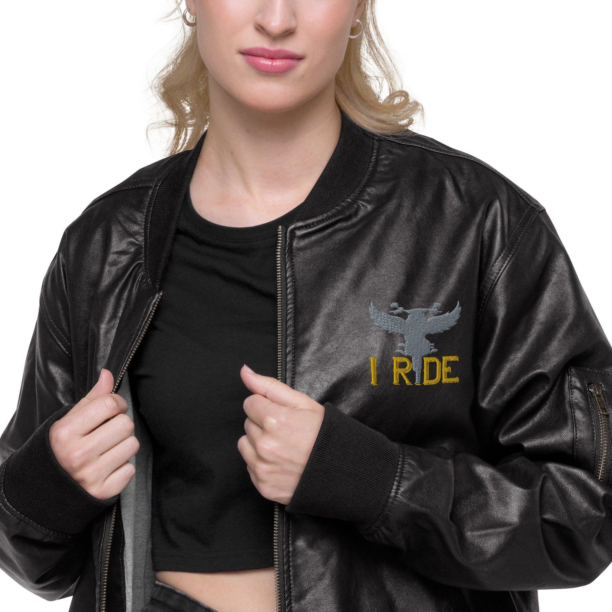 Leather Bomber Jacket I Ride - Canvazon