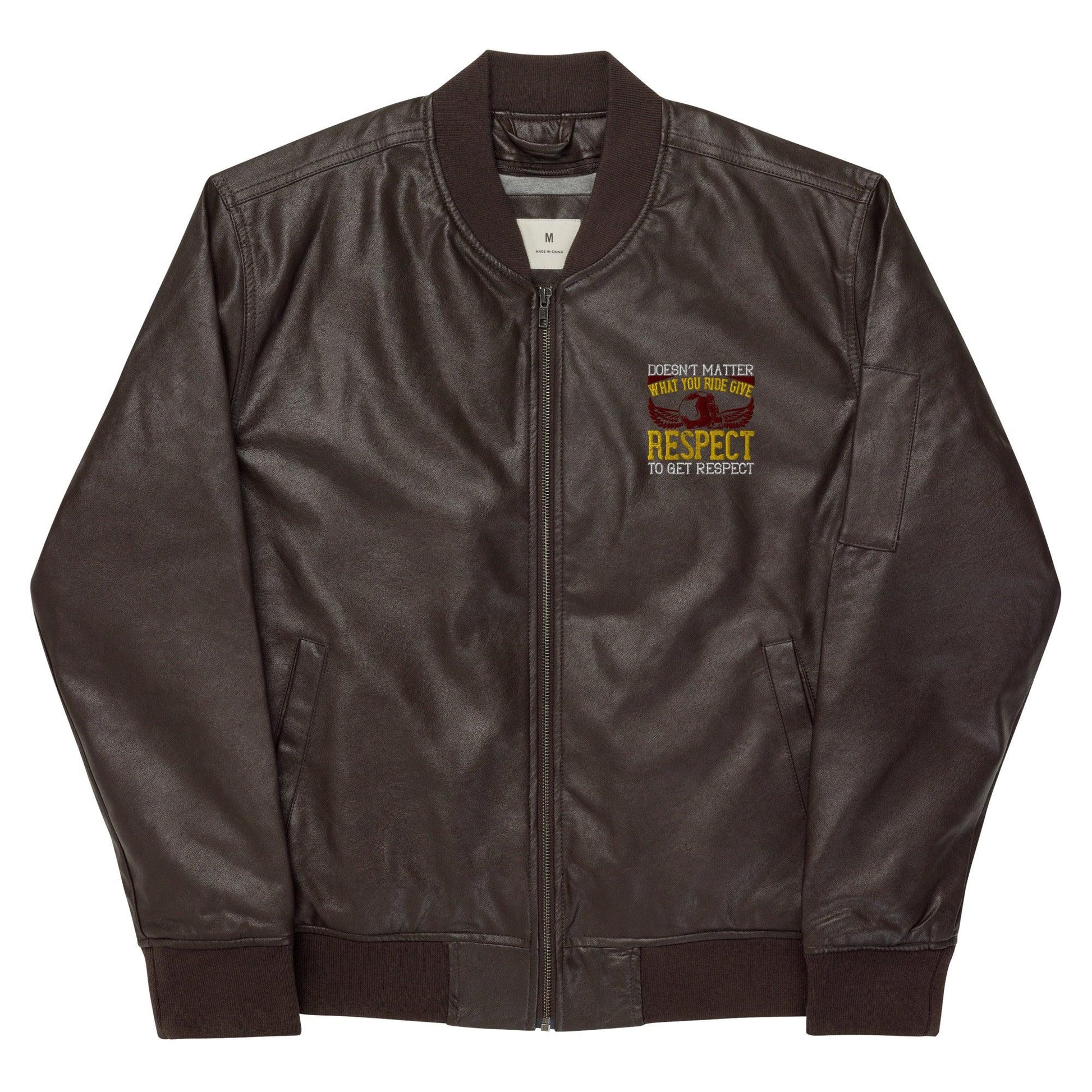 Leather Bomber Jacket Doesnt Matter Respect - Canvazon