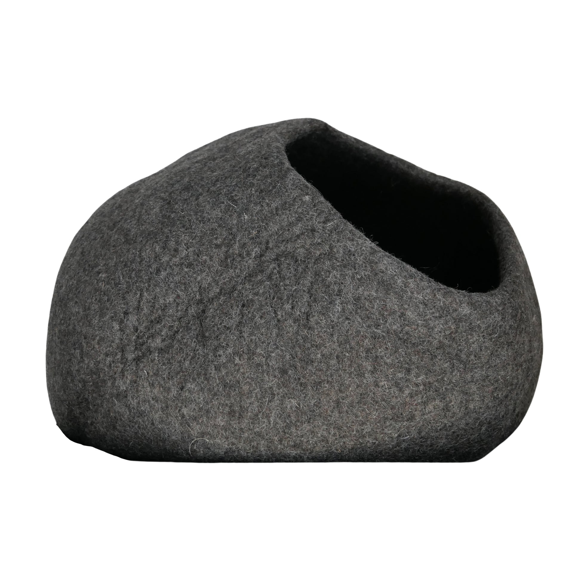 Handmade wool felted cat cave Color: Graphite gray