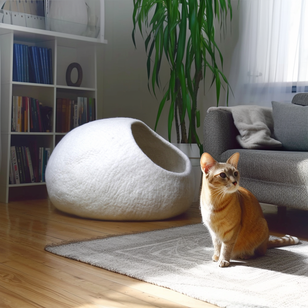 Handmade Wool Felted Cat Cave Color: Mouse Gray