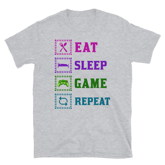 Short-Sleeve Unisex T-Shirt Eat Sleep Game Repeat - Canvazon